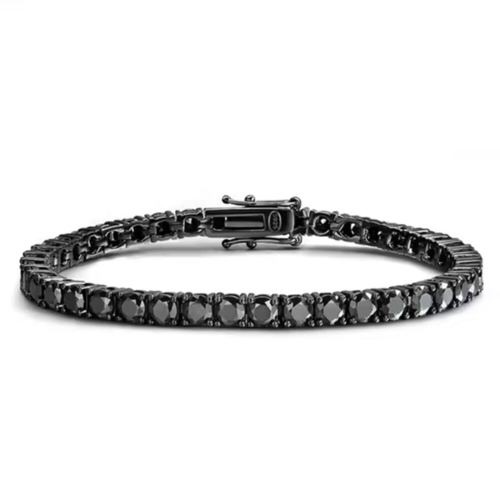 Black Gold Plated Black CZ Tennis Bracelet